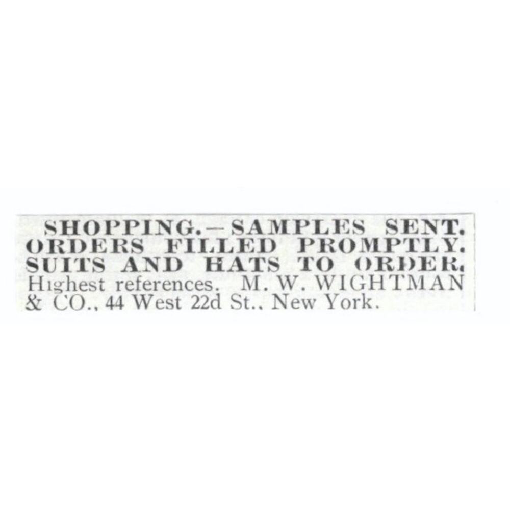 Shopping Samples M.W. Wightman NY 1903 Magazine Ad AF7-SS1